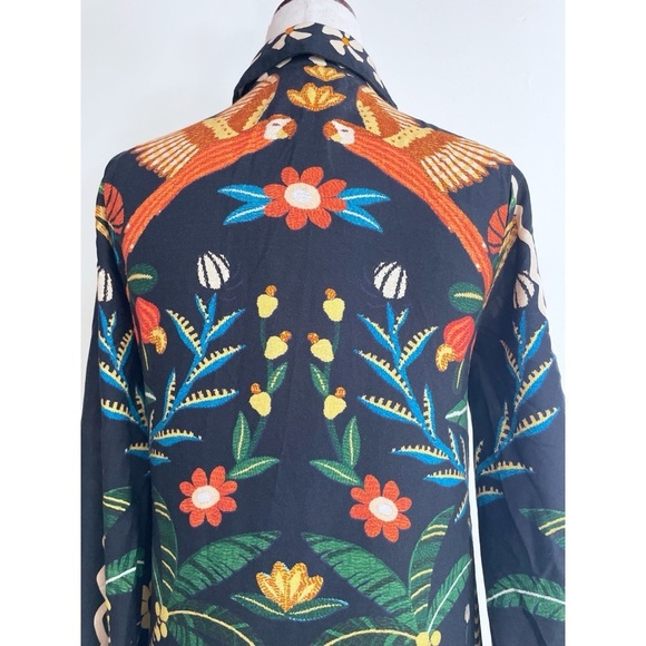 NWT Anthropologie x Farm Rio Floral Birds Long-Sleeve Button-Front Midi Dress​​​ - Picture 5 of 10